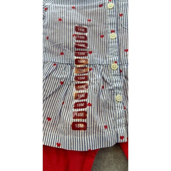 Carter's Cute‎ Baby Girl 2-Piece Blue Stripe/Red Heart Top & Legging Set Sz 18M - Picture 4 of 4